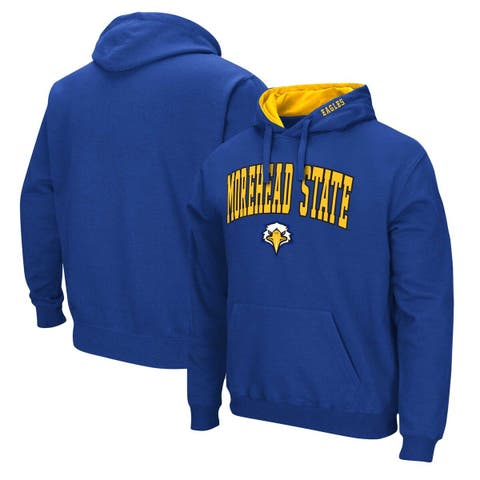 Men's Colosseum Blue Morehead State Eagles Arch & Logo 3.0 Pullover Hoodie