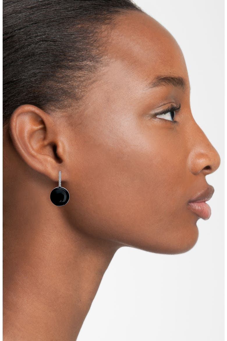 'Black & White' Stone & Diamond Drop Earrings, Alternate, color, BLACK ONYX