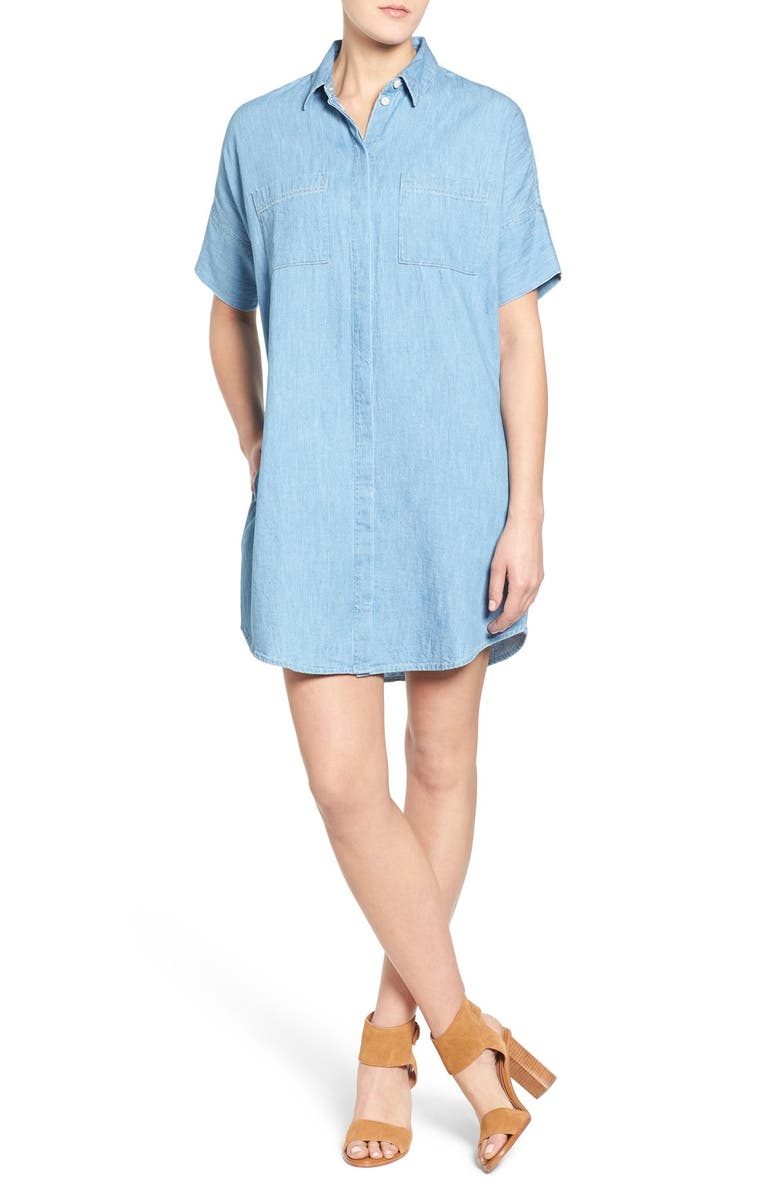 Madewell 'Courier' Denim Shirtdress, Main, color, 