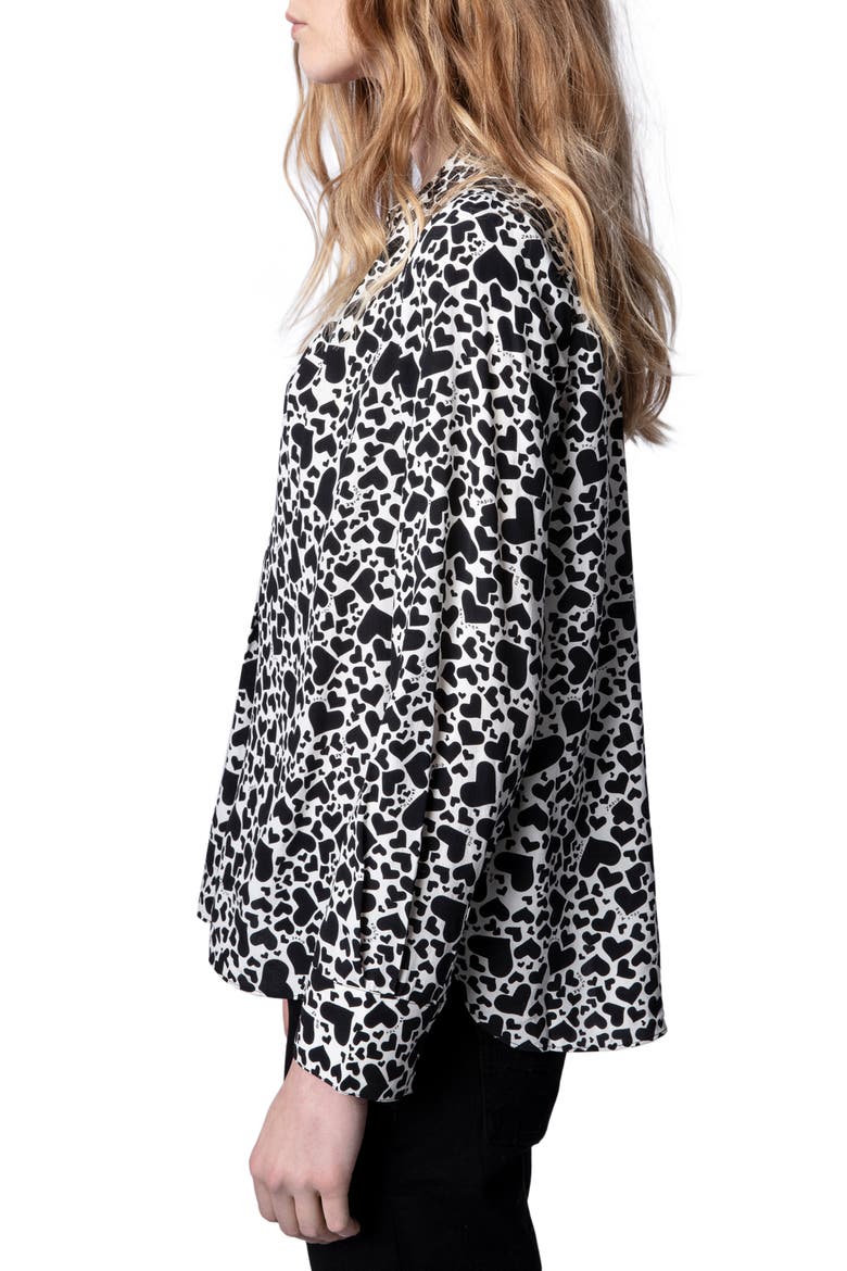 Tink Heart Print Blouse, Alternate, color, NOIR