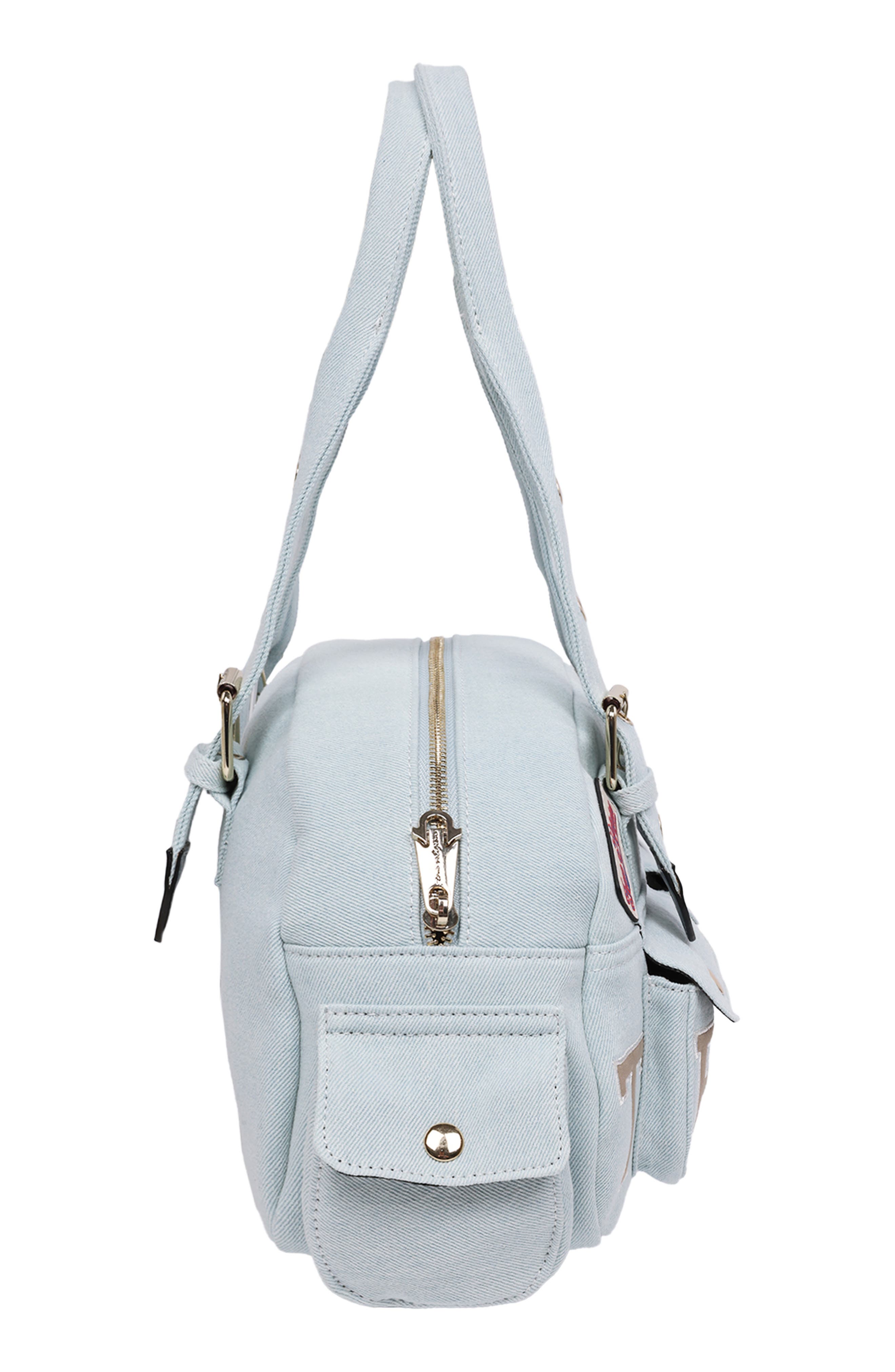 True Religion Multipatch Satchel Bag, Alternate, color, Light Blue