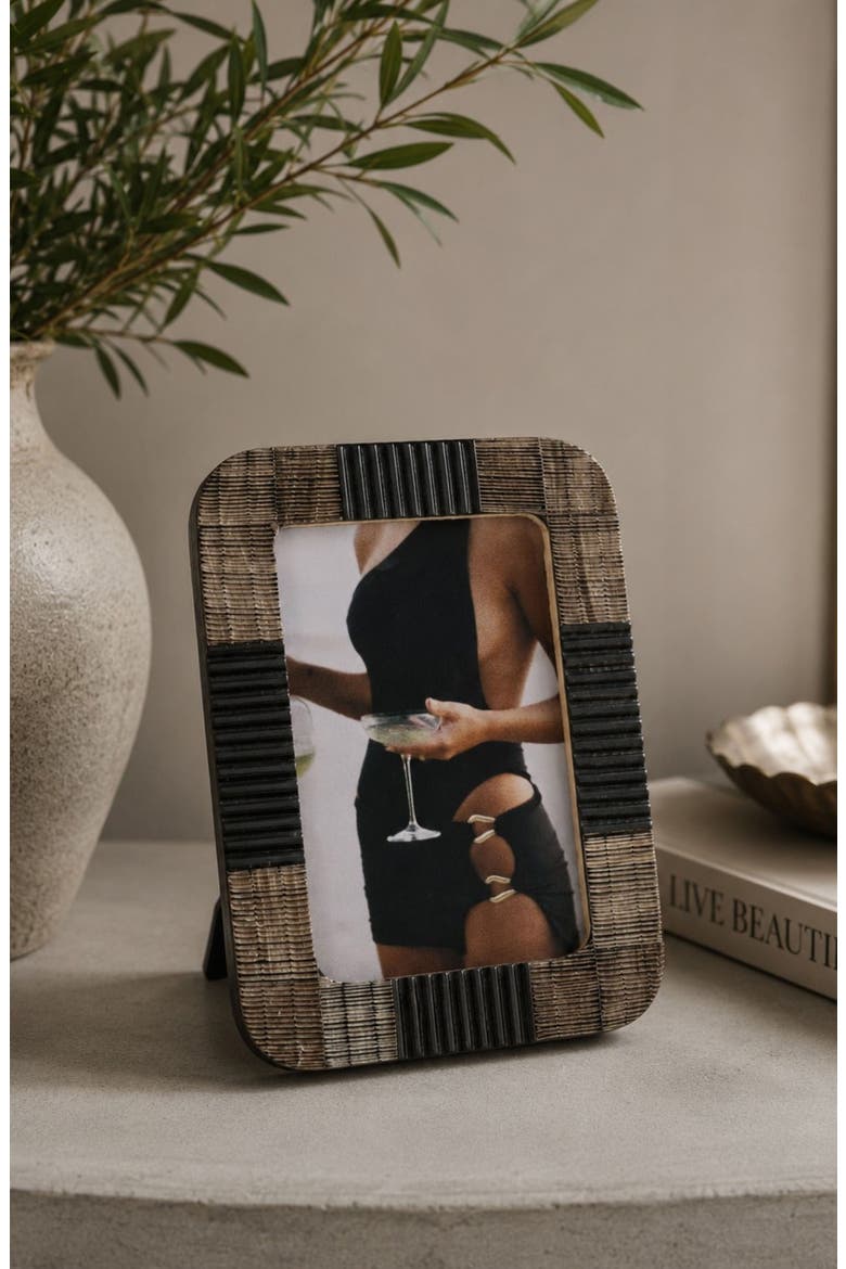 Majorca Chiseled 5.5" x 7.5" Photo Frame, Alternate, color, LIGHT BROWN/ BLACK