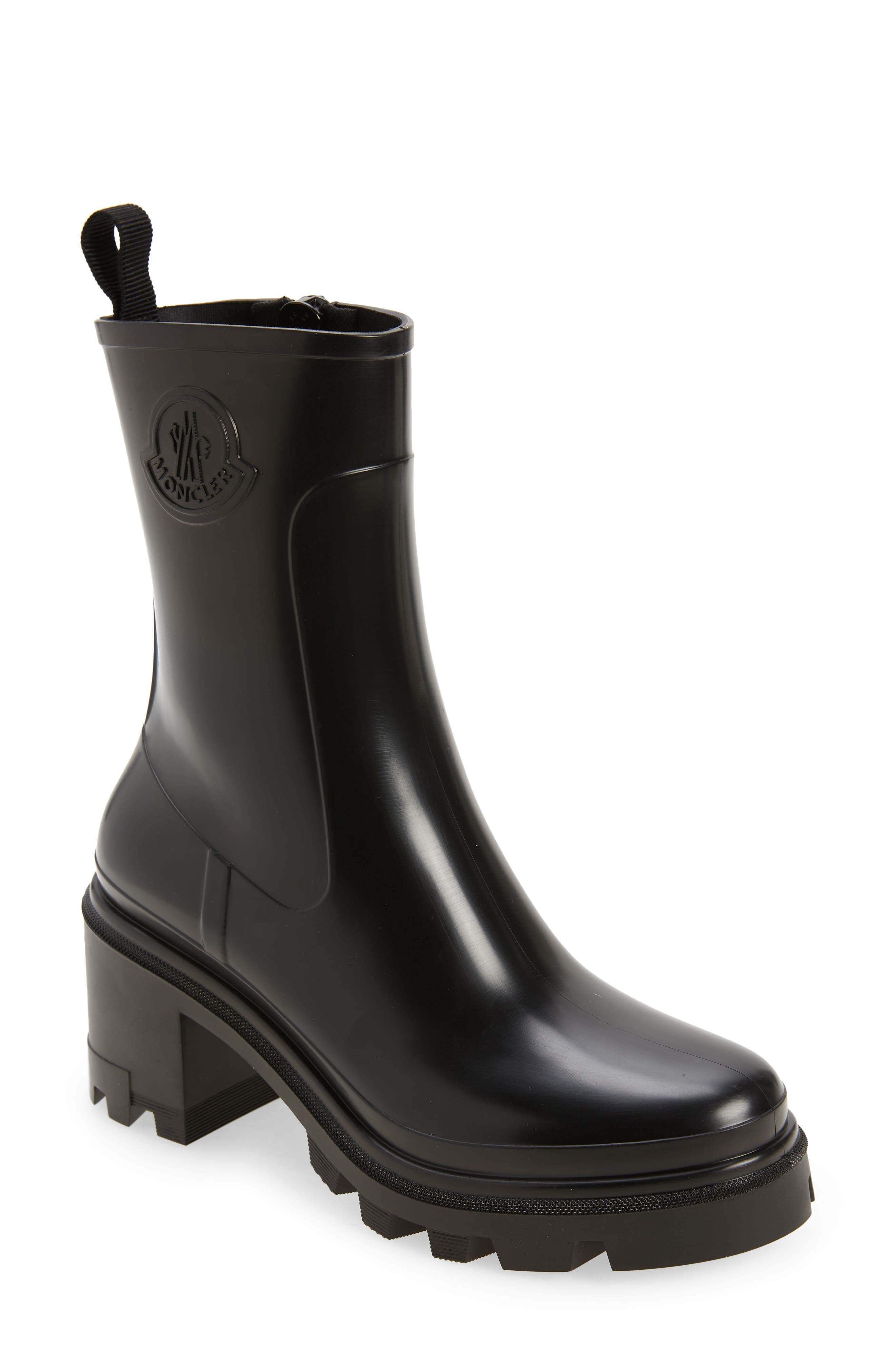 Moncler Loftgrip Block Heel Waterproof Rain Boot, Main, color, 
