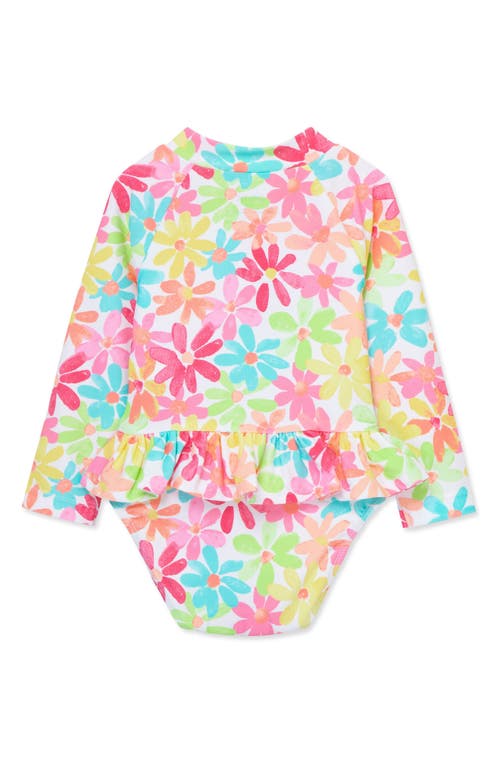 Shop Little Me Floral Upf 50+ One-piece Rashguard In Pink Multi