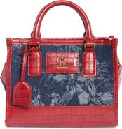 Kurt Geiger London Small Chiswick Croc Embossed Trim Denim Tote
