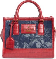 Kurt Geiger London Small Chiswick Croc Embossed Trim Denim Tote