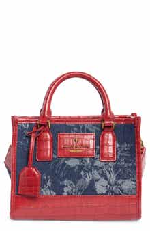 Small Chiswick Croc Embossed Trim Denim Tote