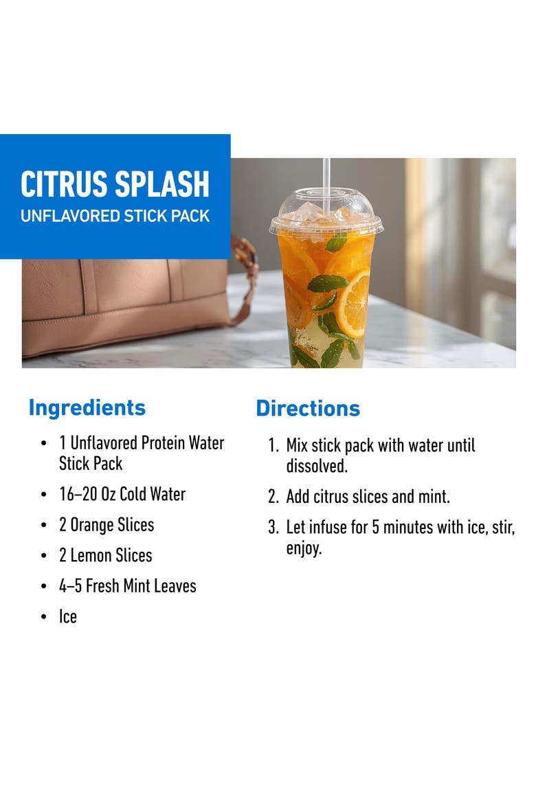 Clear Protein with Electrolytes, Unsweetened Stick Pack, 6 Count, Alternate, color, None