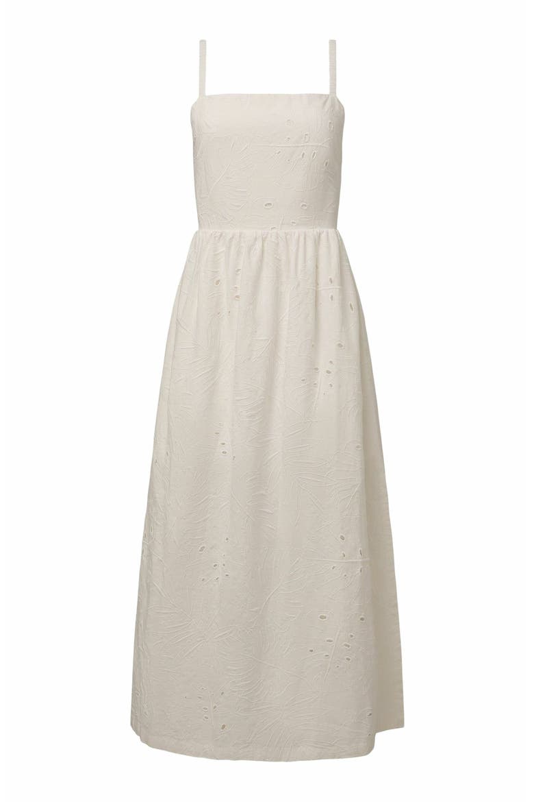 Air Linen Straight Neck Maxi Dress, Alternate, color, WHITE