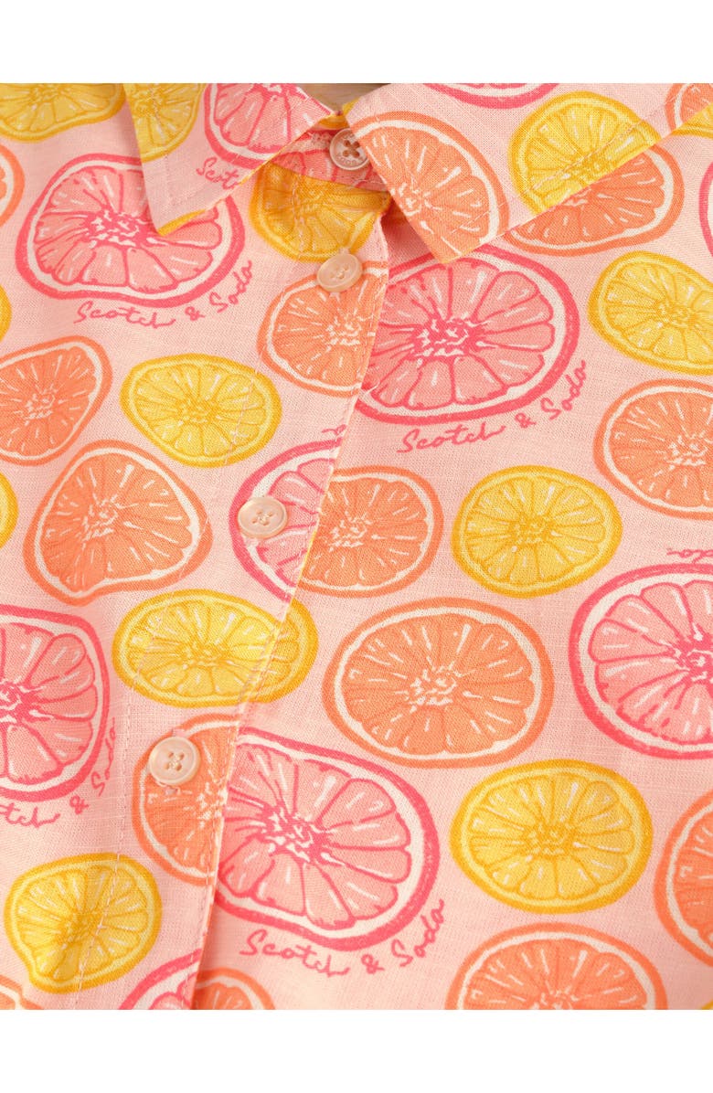 Scotch & Soda Kids' Tie Hem Button-Up Shirt & Shorts Set, Alternate, color, Impatiens Pink