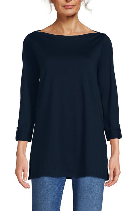 Supima Cotton Adjustable 3/4 Sleeve Boatneck Tunic