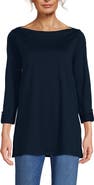 Lands' End Supima Cotton Adjustable 3/4 Sleeve Boatneck Tunic