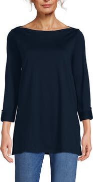 Lands' End Supima Cotton Adjustable 3/4 Sleeve Boatneck Tunic