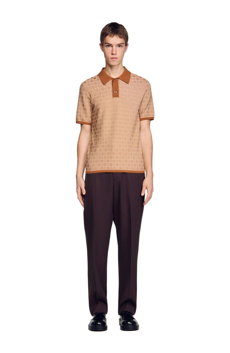 SANDRO Square Cross polo shirt, Alternate, color, Camel