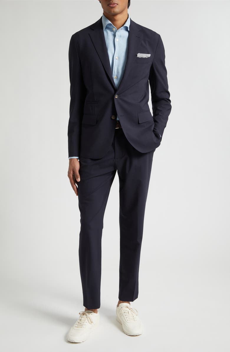 Eleventy Wool Stretch Gabardine Suit, Main, color, 11N New Blue