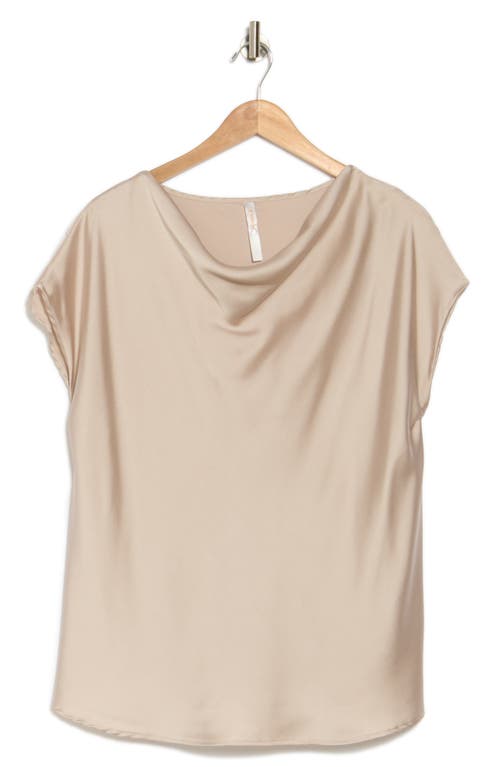 Renee C Cowl Neck Short Sleeve Satin Top