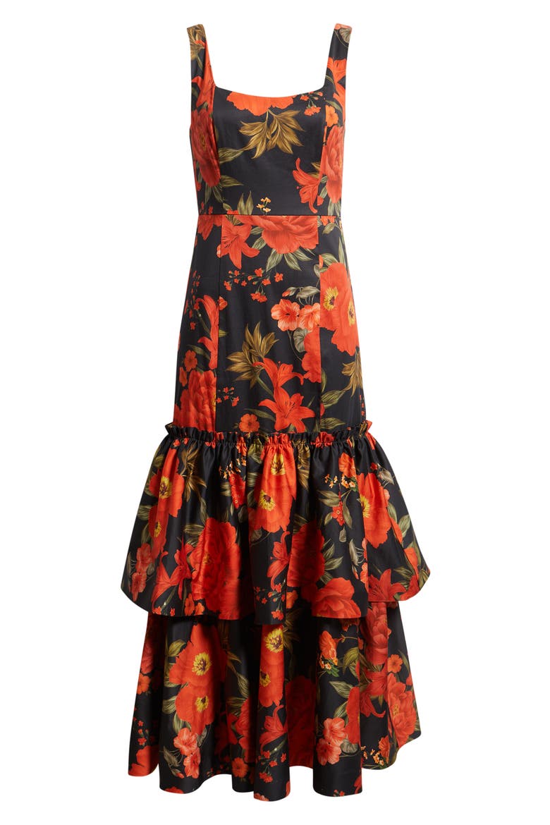 Avalee Floral Tiered Gown, Alternate, color, BLACK ROMANTIC SPANISH FLORAL