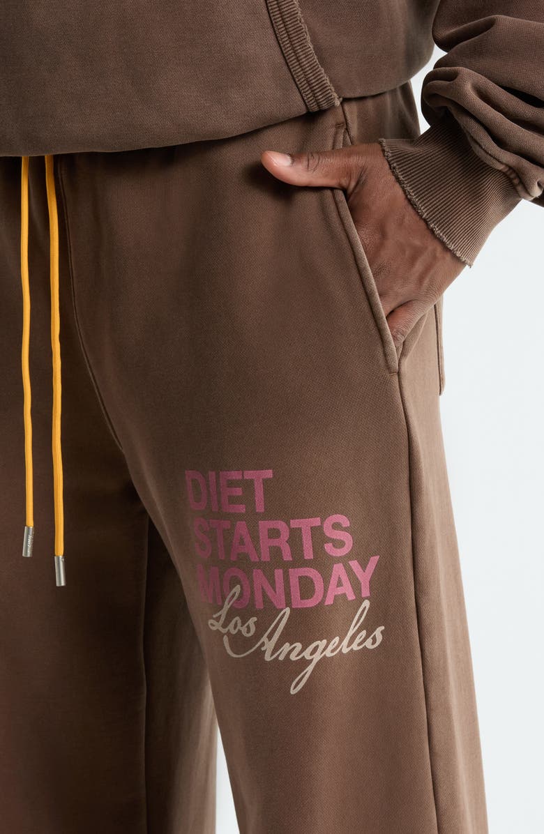 DIET STARTS MONDAY DSMLA Cutoff Cotton Sweatpants, Alternate, color, Brown/Pink