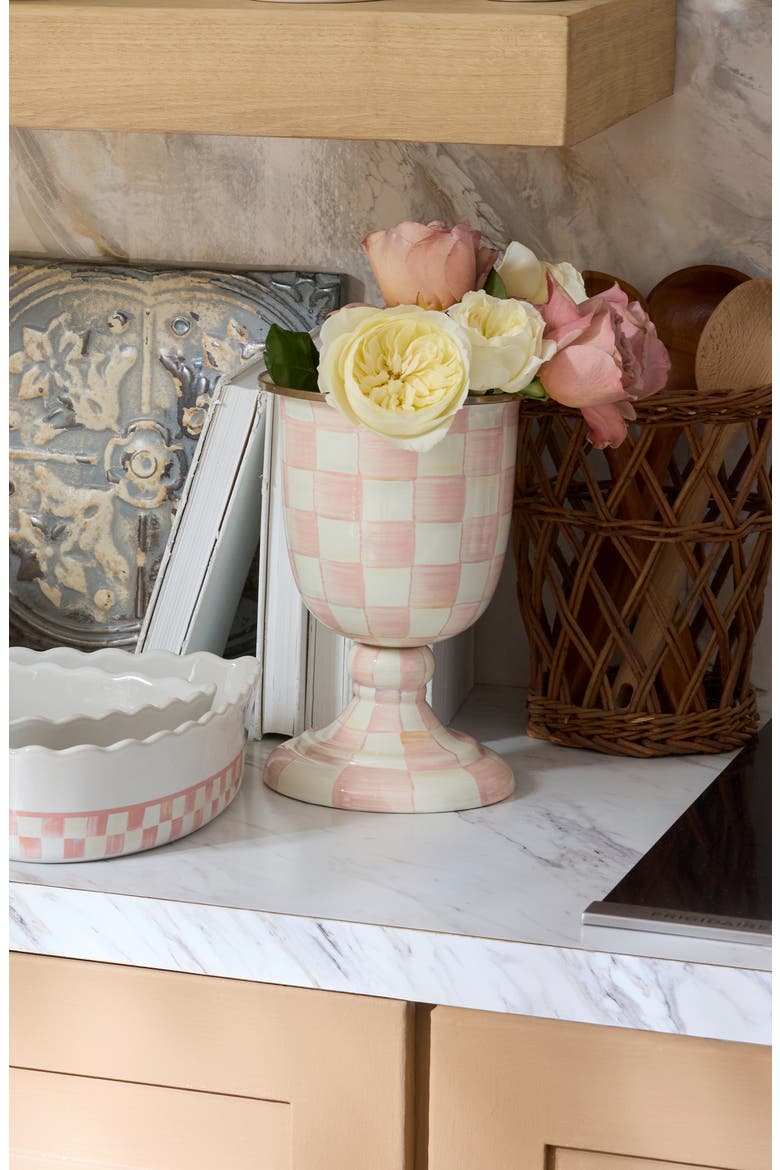Rosy Check Pedestal Vase, Alternate, color, ROSY