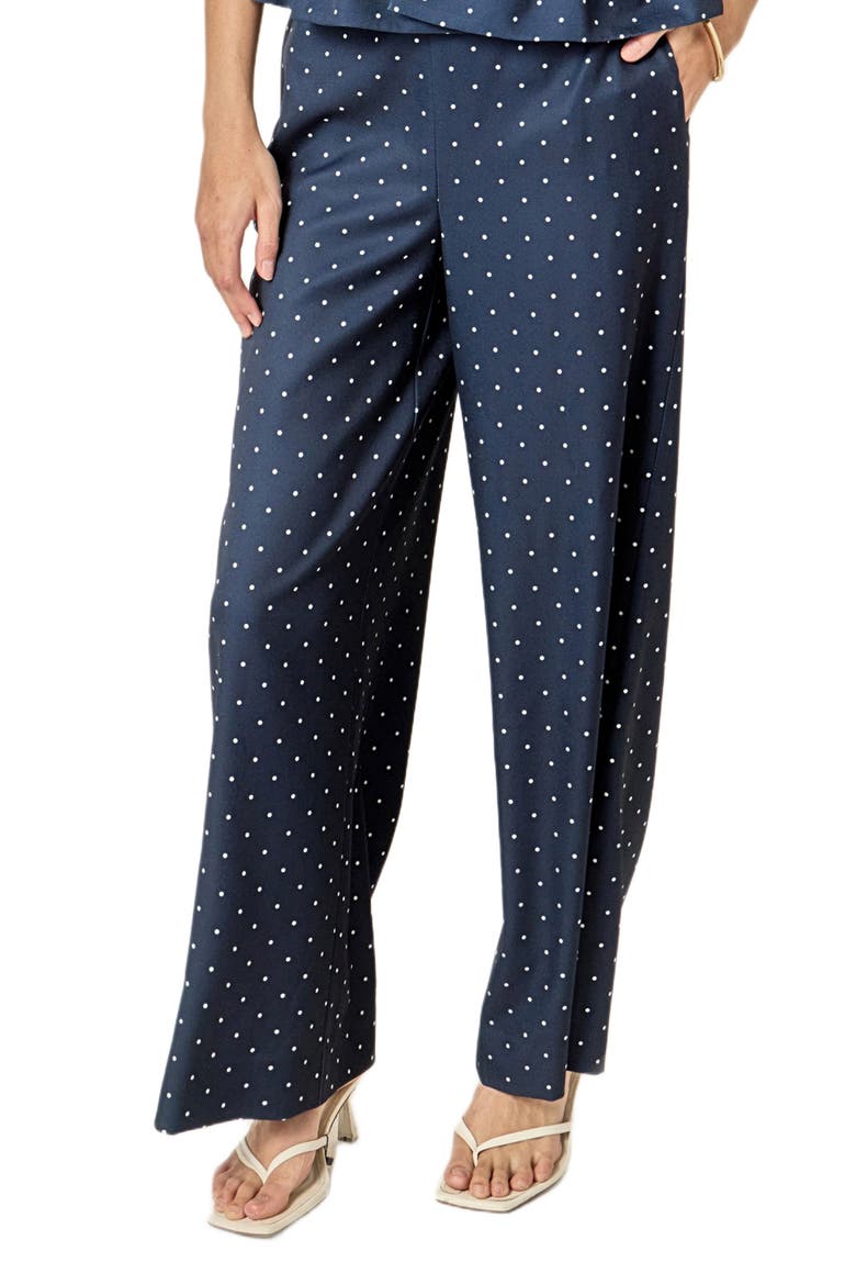 Polka Dot Wide Leg Pants, Main, color, NAVY
