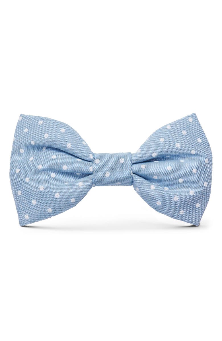 The Foggy Dog Chambray Dots Dog Bow Tie, Main, color, Blue