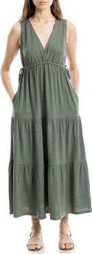 MAX STUDIO V-Neck Sleeveless Tiered Maxi Dress