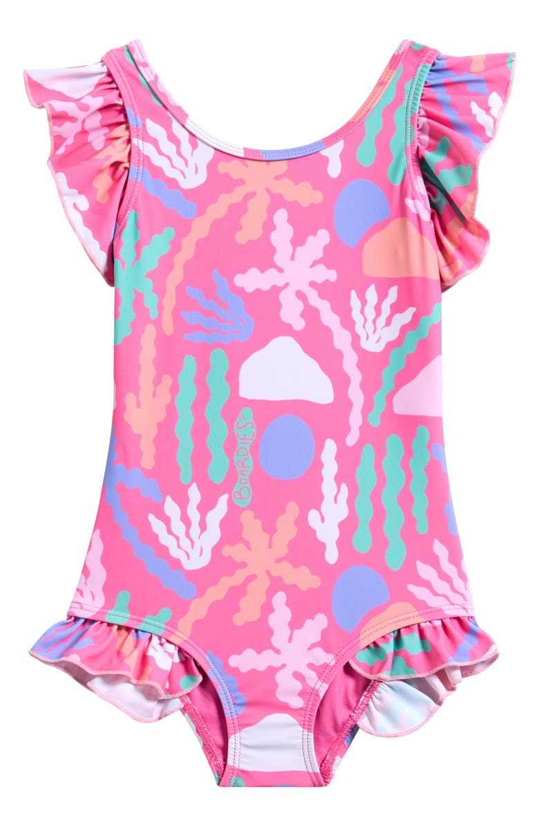 Boardies Kids' Palm Springs Ruffles One-Piece Swimsuit, Main, color, Pink