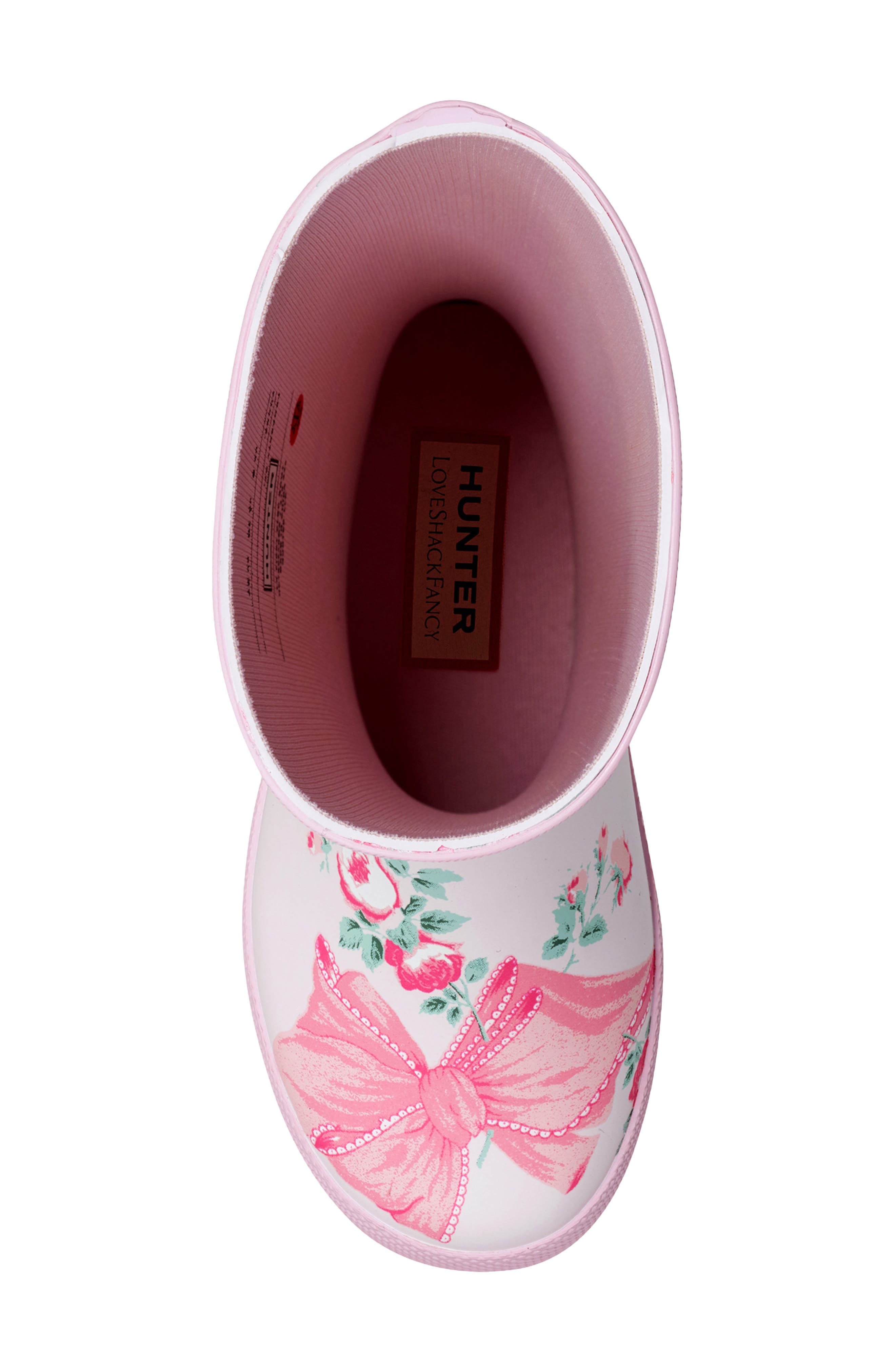 Hunter x LoveShackFancy Kids' First Classic Rain Boot, Alternate, color, Rosa Beaux  Mint Pink
