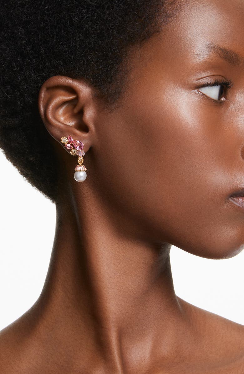 Swarovski Gema Zirconia & Imitation Pearl Drop Earrings, Alternate, color, 