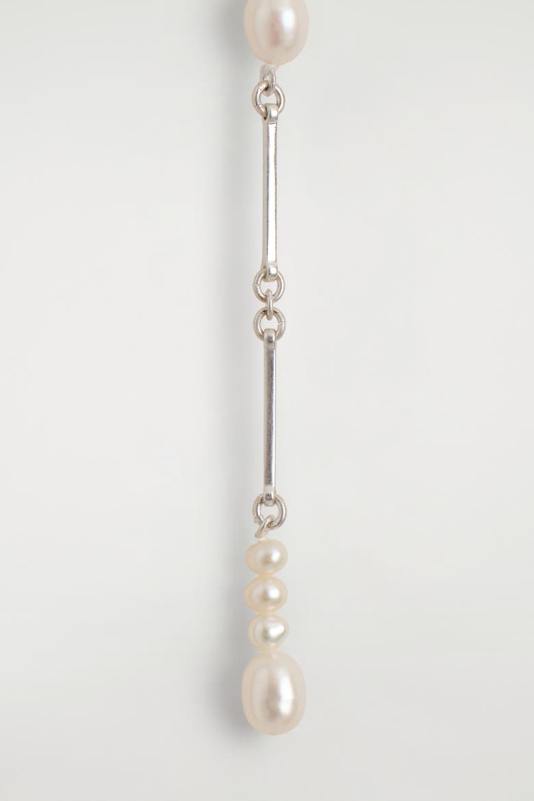 Asymmetric Freshwater Pearl Drop Earrings, Alternate, color, SILVER