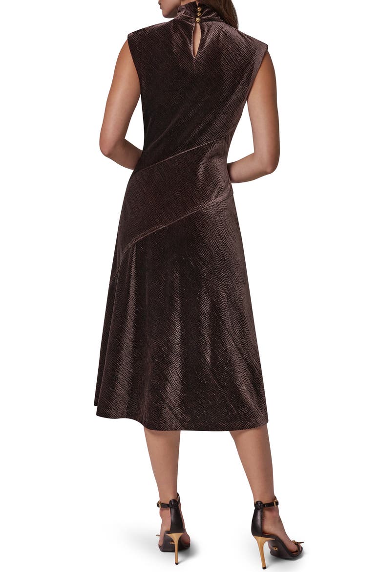 Metallic Plissè Midi Dress, Alternate, color, ESPRESSO
