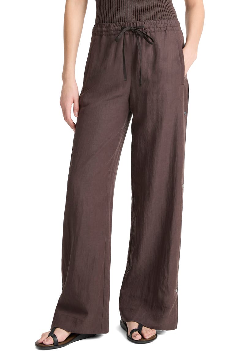 Side Snap Drawstring Pants, Main, color, DARK COFFEE