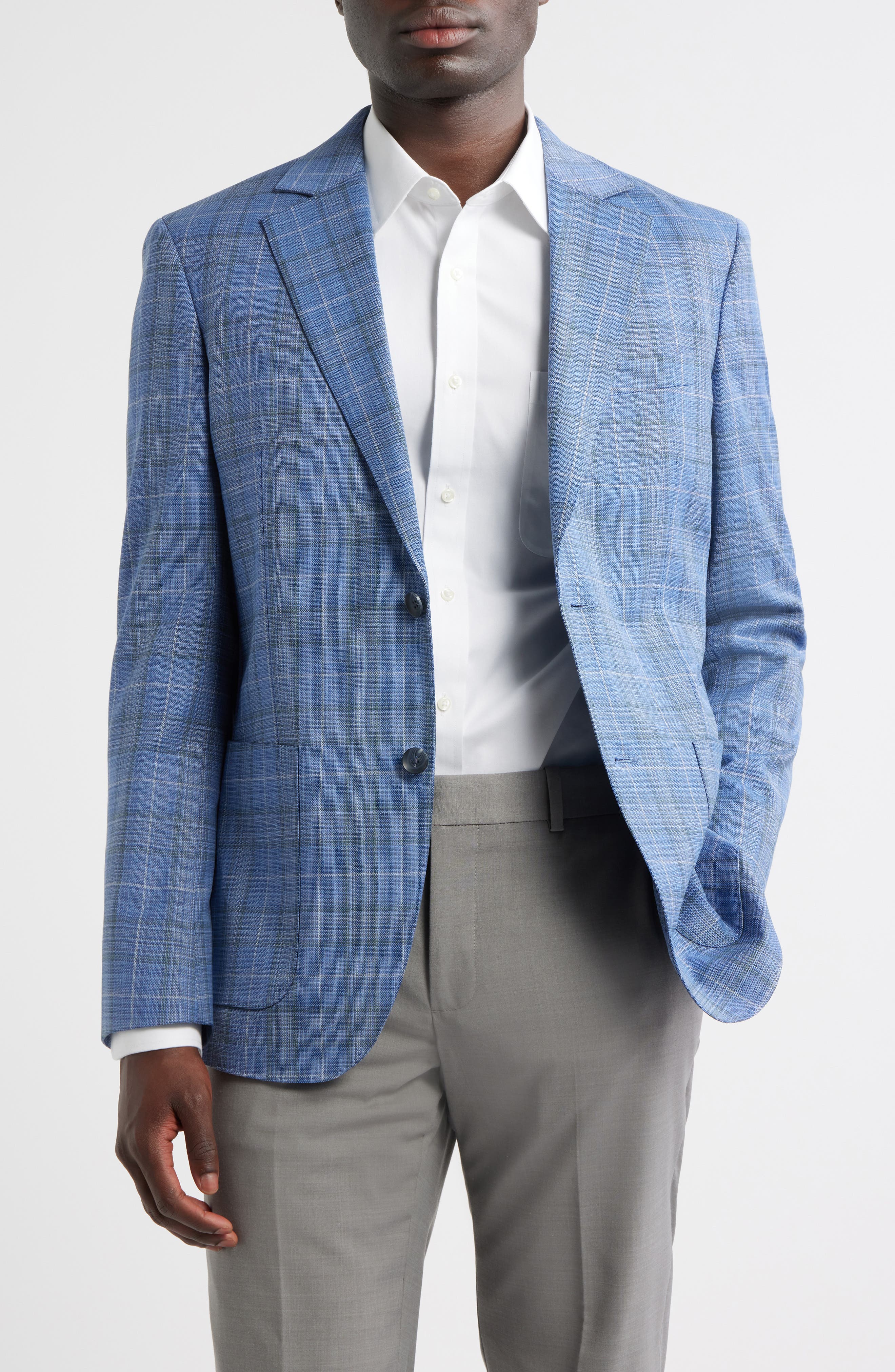 Nordstrom Azzur Plaid Wool Sport Coat