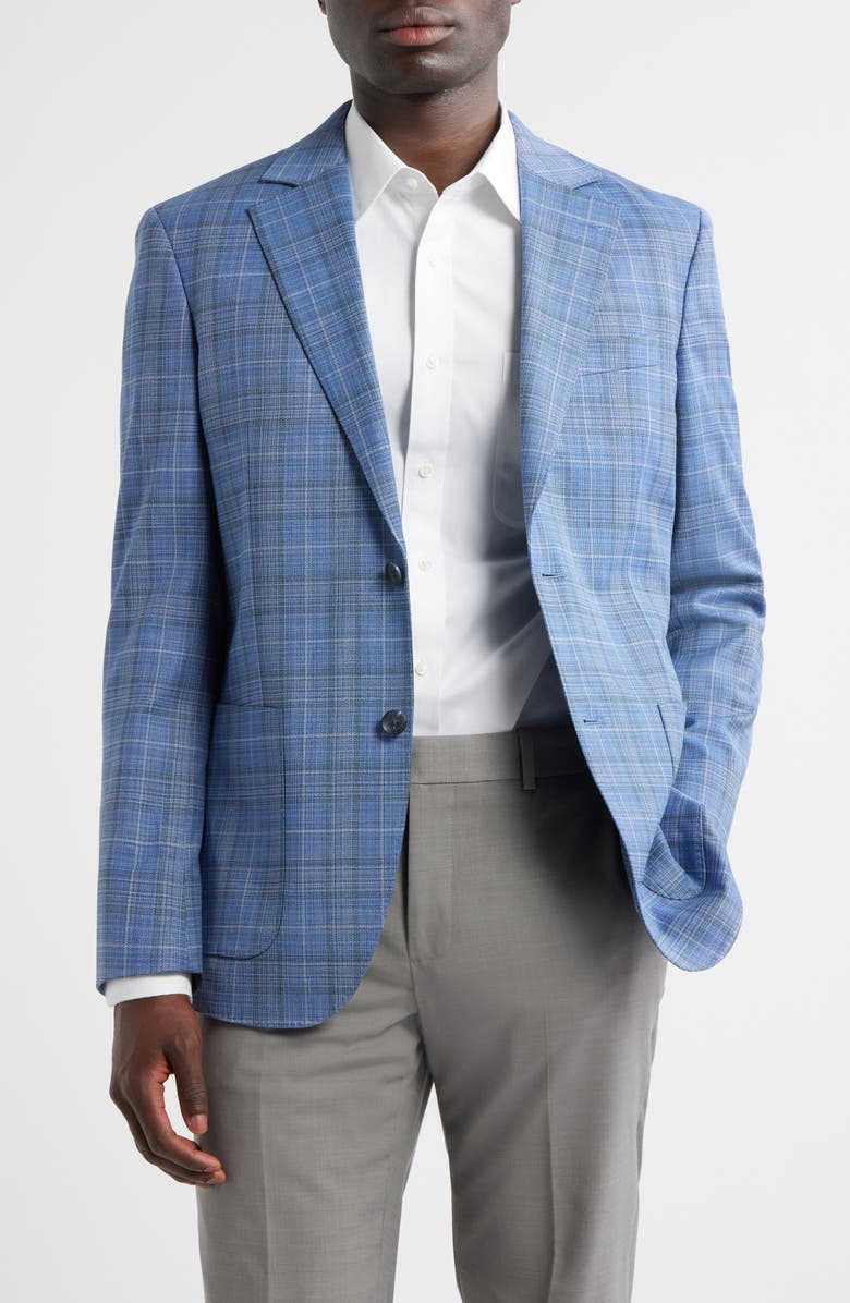 Nordstrom Azzur Plaid Wool Sport Coat, Main, color, Blue Azzurra Texture Plaid