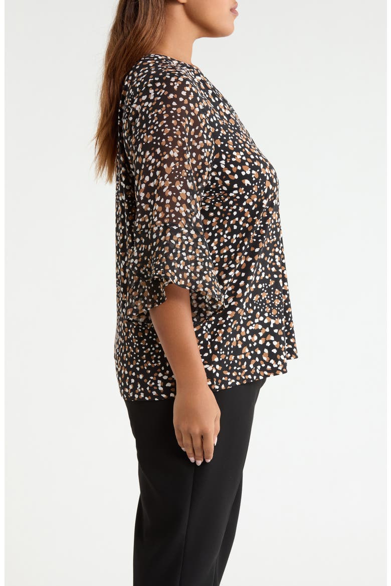 Split Neck Mixed Media Top, Alternate, color, ANNE BLACK/ VICUNA MULTI