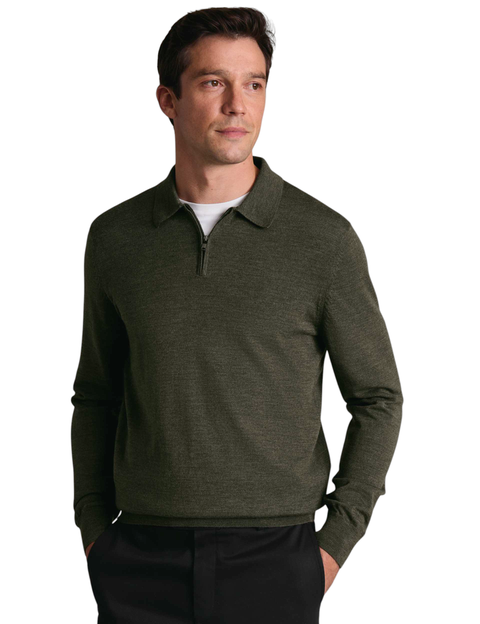 Merino Zip Polo Neck Long sleeve