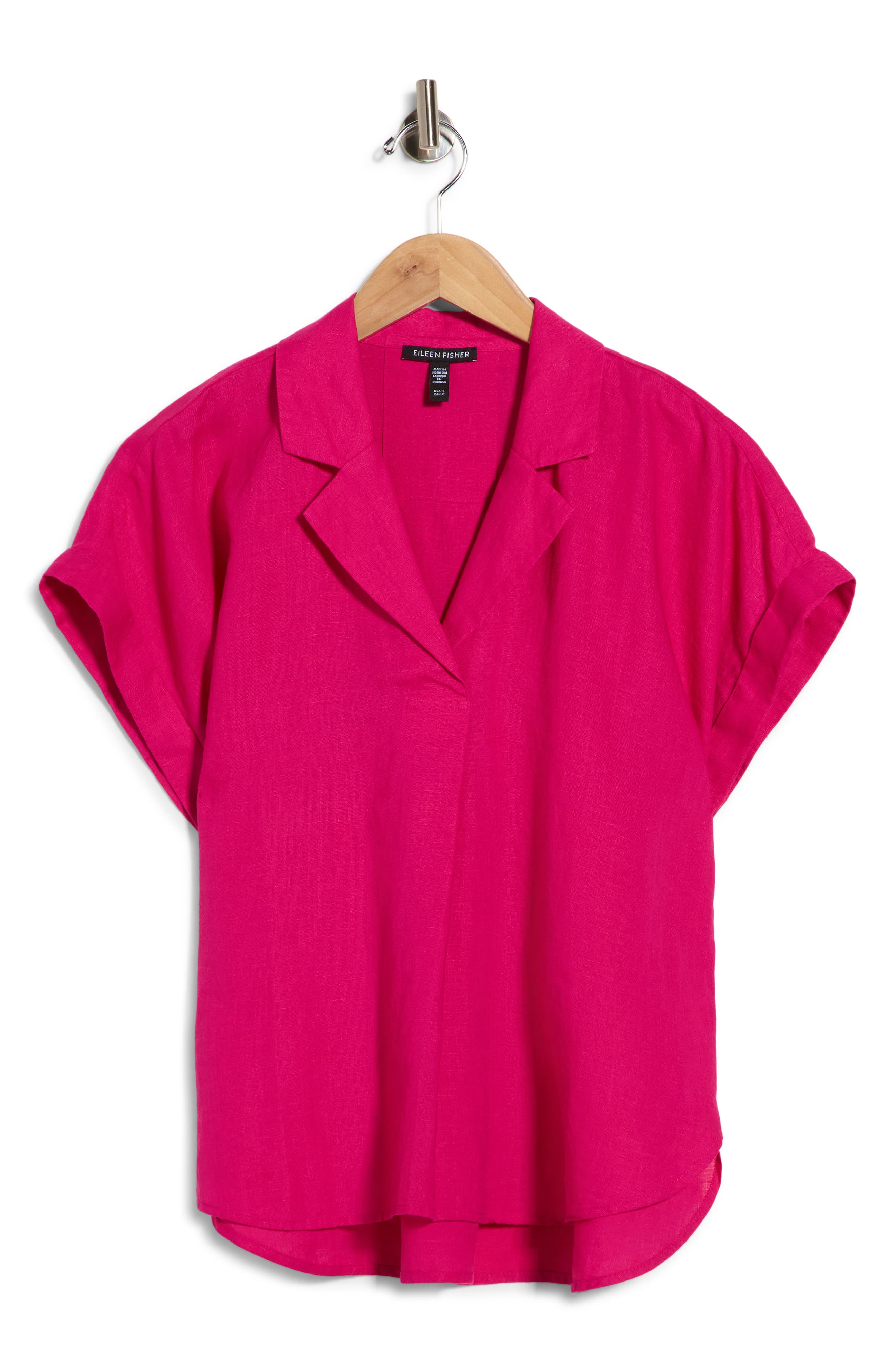 Notched Collar Organic Linen Top