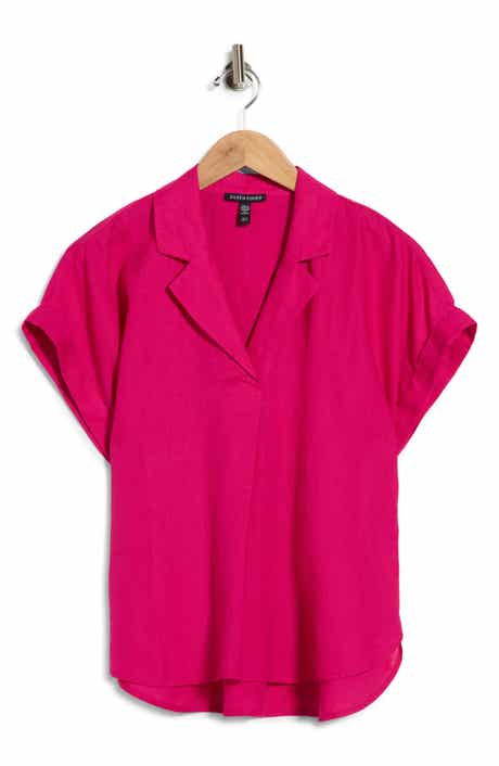Notched Collar Organic Linen Top