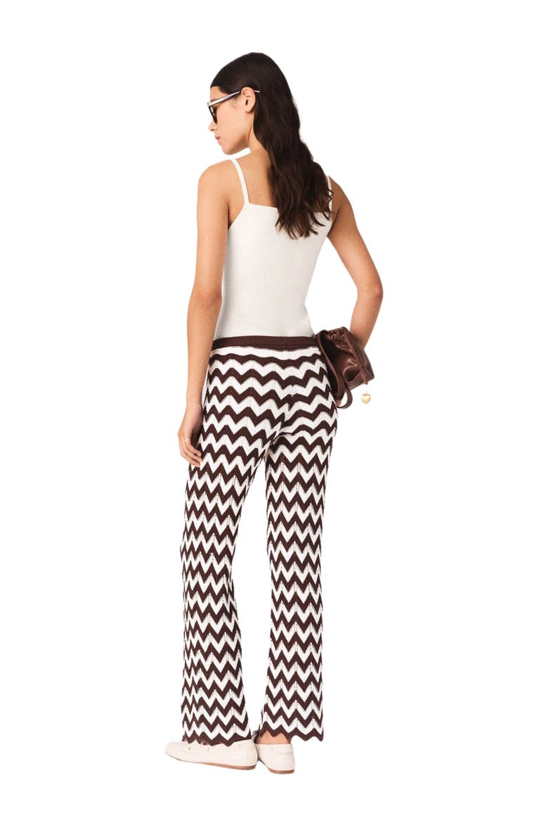 Zigzag crochet trousers, Alternate, color, Brown/white