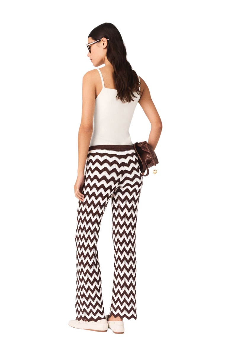 maje Zigzag crochet trousers, Alternate, color, Brown/White