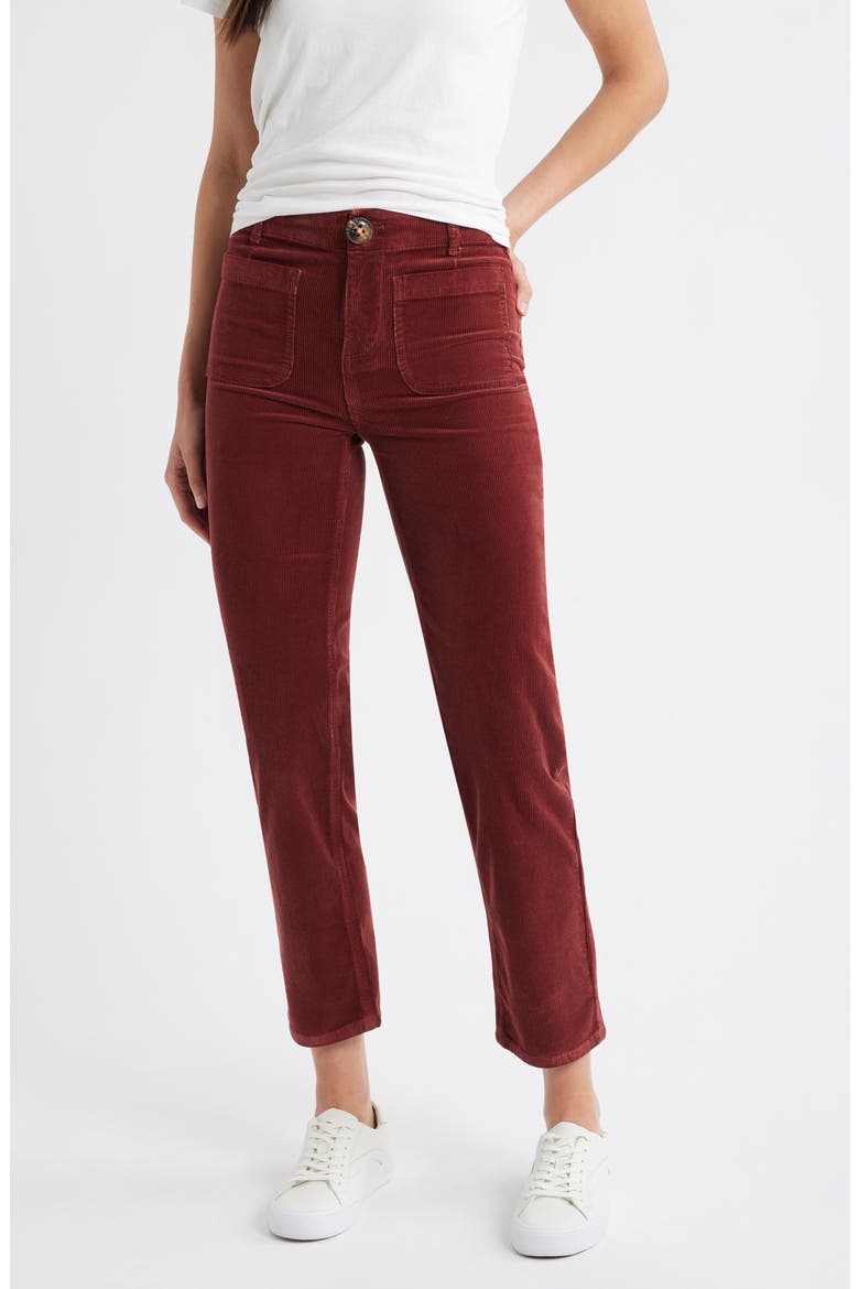 Soho Patch Pocket Straight Leg Corduroy Pants, Main, color, WINE