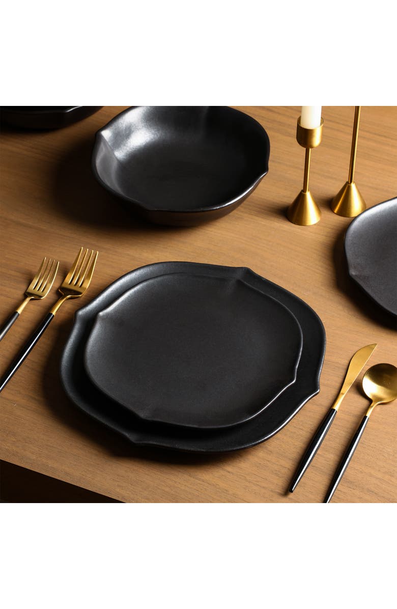 Stone Lain Baskerville Stoneware 12-Piece Dinnerware Set, Alternate, color, Black