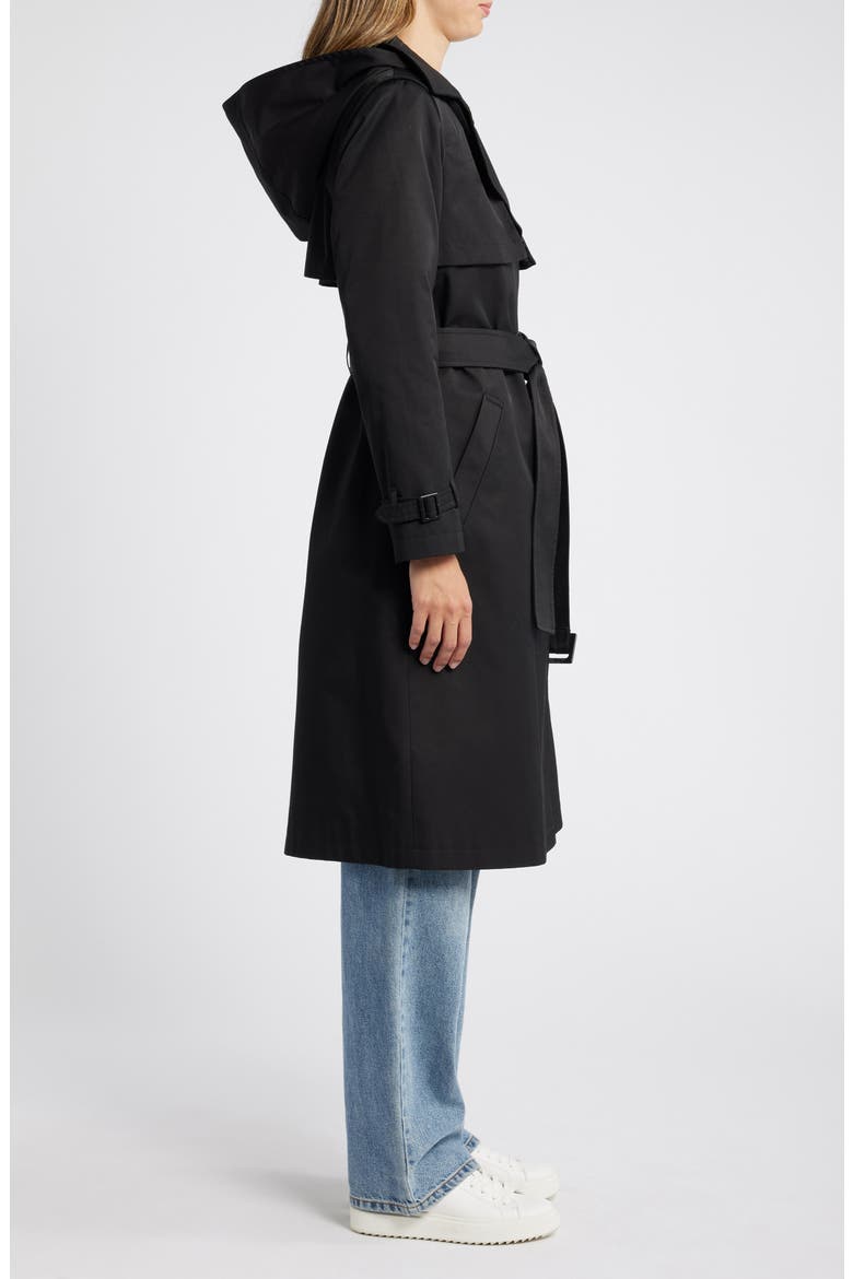 Double Breasted Belted Trench Coat, Alternate, color, BLACK