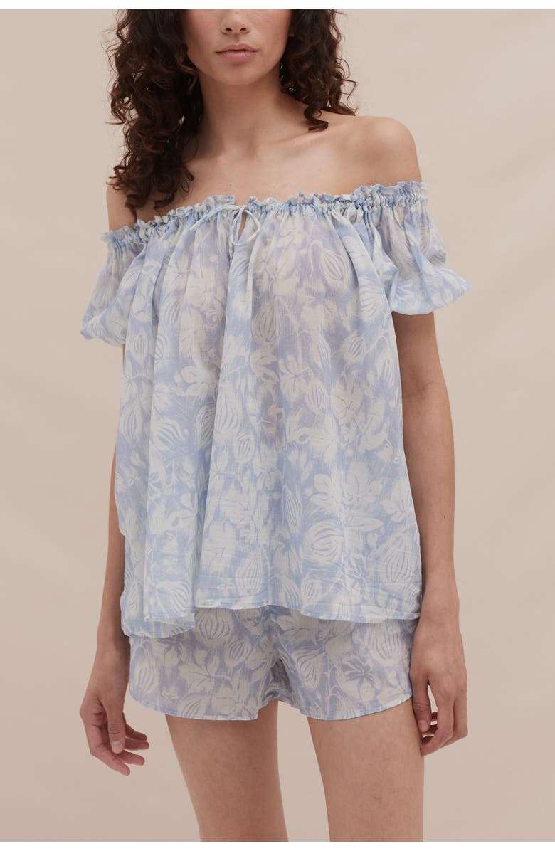 Desmond & Dempsey Idyllic Short Pajama Set, Alternate, color, Alma Fig Blue