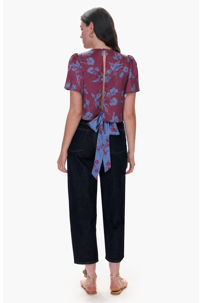 Vivian Tie Top, Alternate, color, Plum/ Cornflower Multi