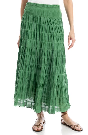 Max Studio Textured Midi Skirt In Green