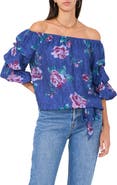 Vince Camuto Floral Off the Shoulder Bubble Sleeve Top
