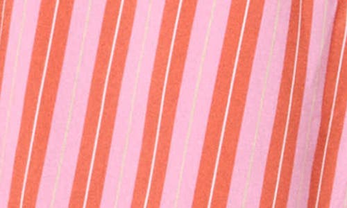 Frnch Aelia Stripe Short Sleeve Wrap Midi Dress In Pink In Pink