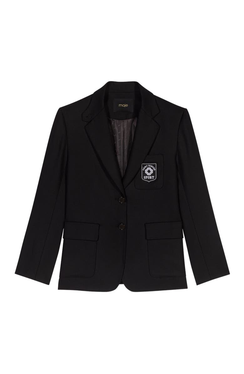 maje Embroidered suit jacket, Alternate, color, 