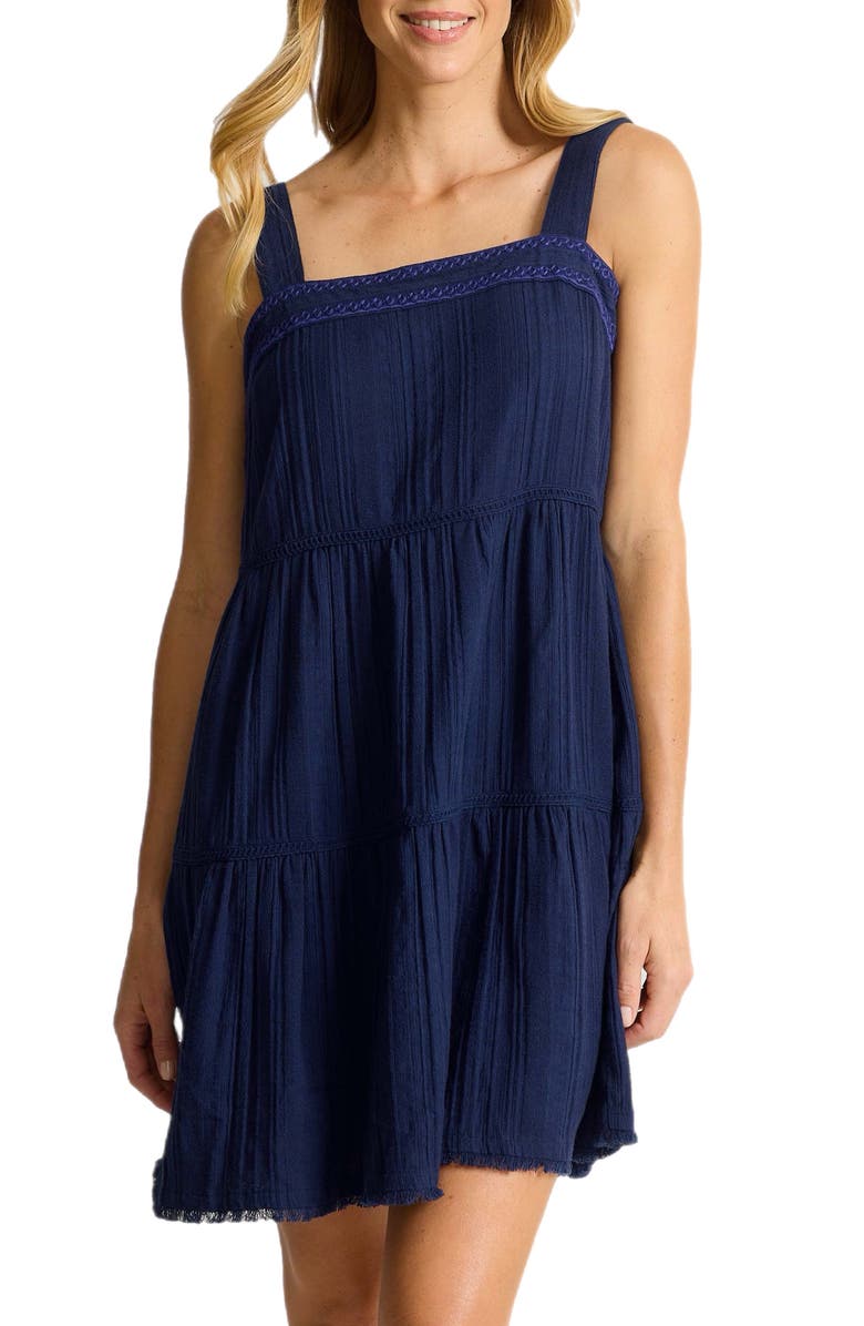 Tommy Bahama Mykonos Texture Sleeveless Cover-Up Sundress, Main, color, Mare Navy